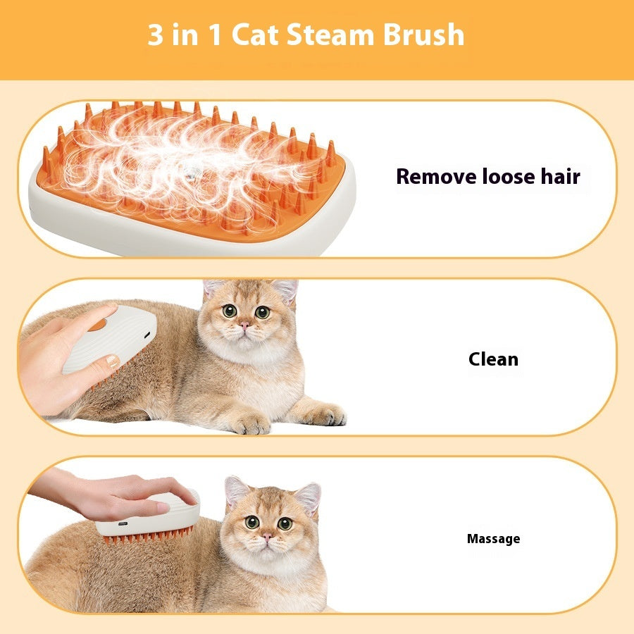 Pet Grooming Brush with Steam Spray and Massage Function