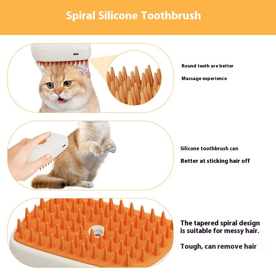 Pet Grooming Brush with Steam Spray and Massage Function