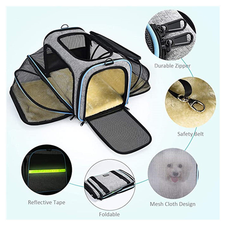 Dog and Cat Travel Carrier with Expandable Soft Sides