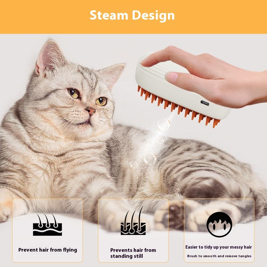 Pet Grooming Brush with Steam Spray and Massage Function
